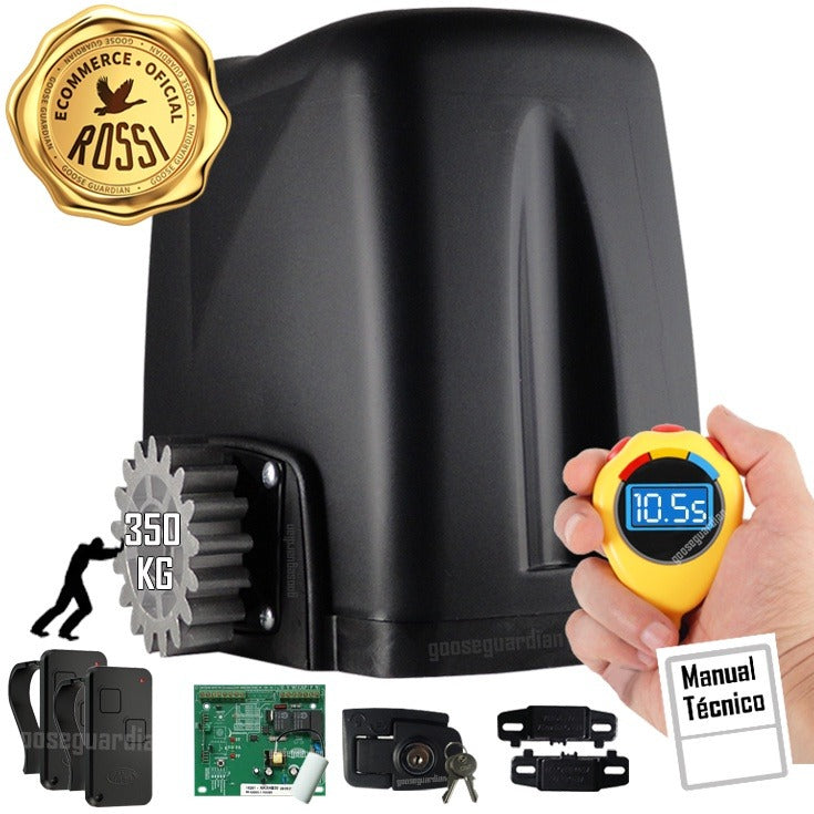 Kit Motor Portão Eletrônico Correr Deslizante Atto Turbo Rossi 2 controles 350kg