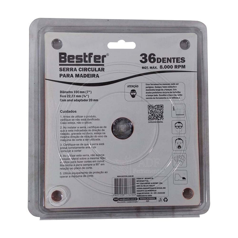 Serra Circular Videa 7'' X 36D para Esmerilhadeira Bestfer