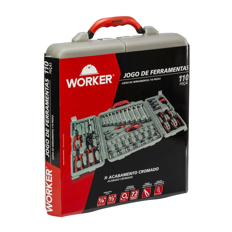 Jogo de Ferramentas 110 peças com Maleta Worker