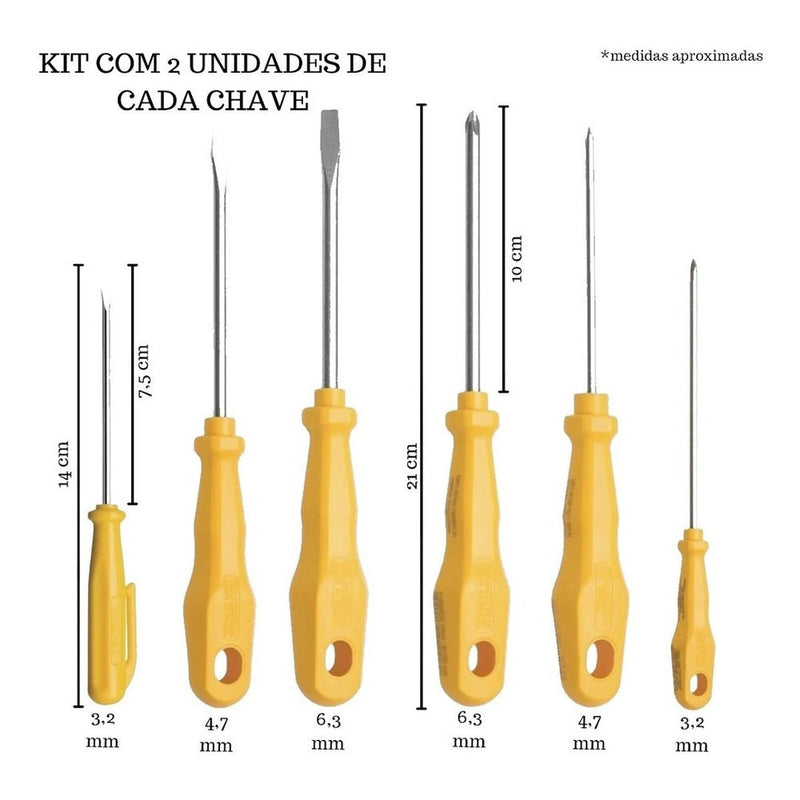 Kit Jogo Chave De Fenda e Phillips Tramontina 12 Peças