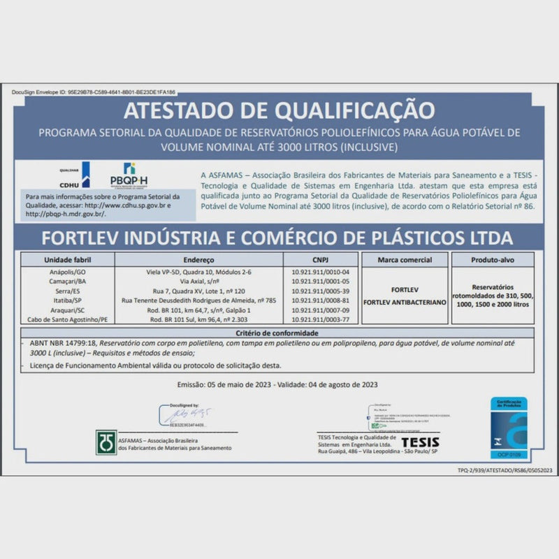 Caixa D'AGUA 500L fortlev