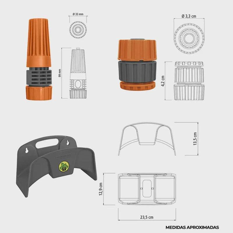 Mangueira Flex Jardim Flexível 25 Metros Com Suporte + Engate Rosqueado E Esguicho Tramontina