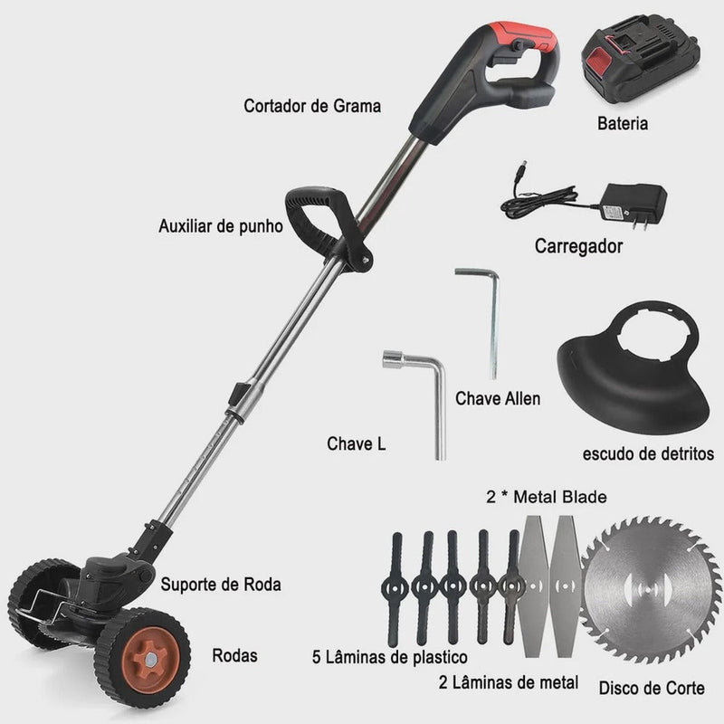 Aparador Cortador de Grama Gramado Planta Sem Fio Portatil Erva Jardim Quintal Daninha Galho Cabo Ajustavel Limpeza Domestico Resistente Seguro Potente