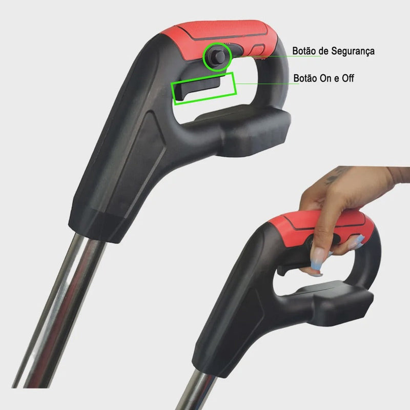 Aparador Cortador de Grama Gramado Planta Sem Fio Portatil Erva Jardim Quintal Daninha Galho Cabo Ajustavel Limpeza Domestico Resistente Seguro Potente