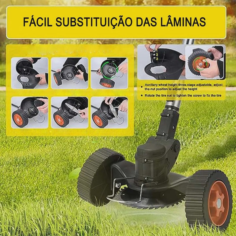 Aparador Cortador de Grama Gramado Planta Sem Fio Portatil Erva Jardim Quintal Daninha Galho Cabo Ajustavel Limpeza Domestico Resistente Seguro Potente