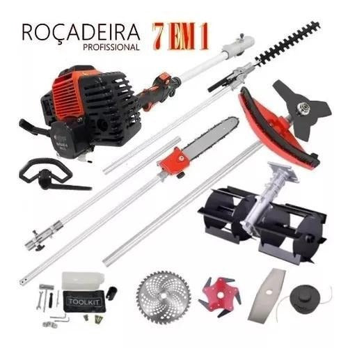 Roçadeira Multifuncional 63Cc 7 Em 1 + Enxada Rotativa