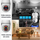 Kit 6 cameras de segurança smart wifi 360º full hd para escritorio casa baba cachorro imagem no celular lampada infravermelho giratorio sensor de movimentos