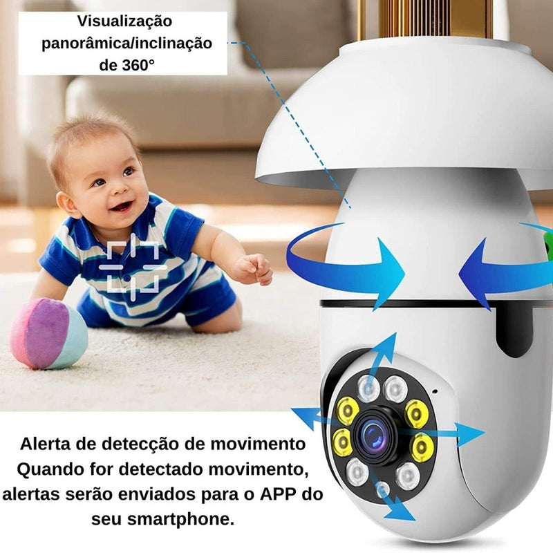 Kit 6 cameras de segurança smart wifi 360º full hd para escritorio casa baba cachorro imagem no celular lampada infravermelho giratorio sensor de movimentos