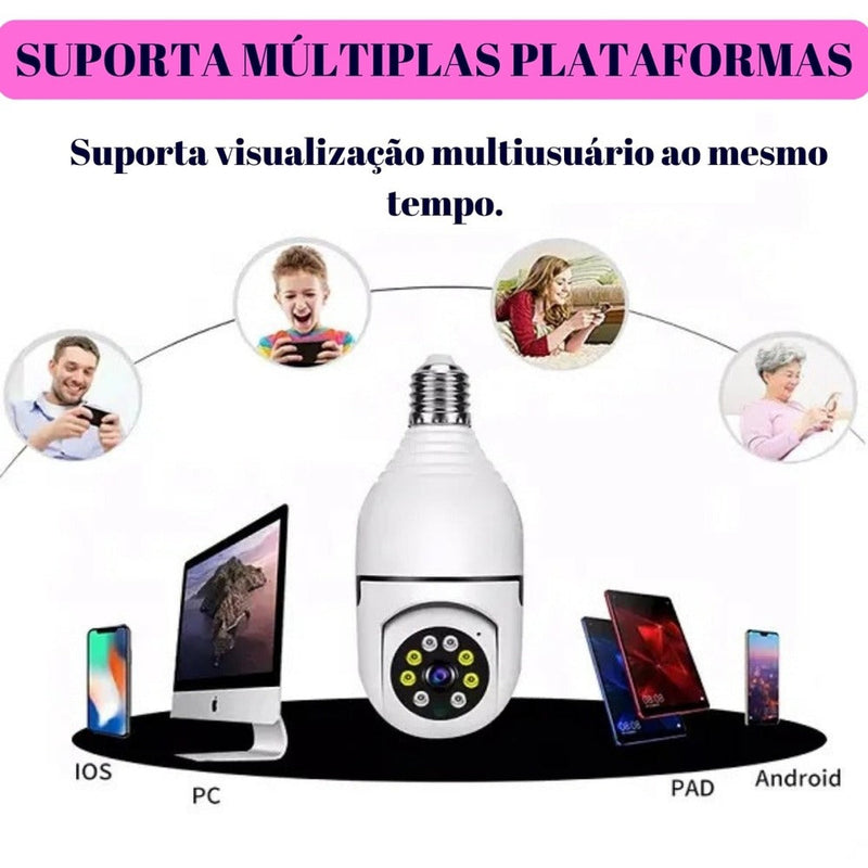 Kit 6 cameras de segurança smart wifi 360º full hd para escritorio casa baba cachorro imagem no celular lampada infravermelho giratorio sensor de movimentos