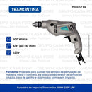 Furadeira De Impacto Cinza Tramontina 500w Econômica 220v