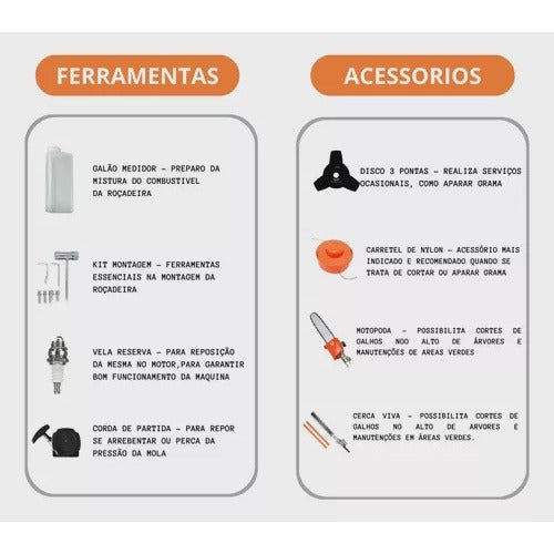 Roçadeira Multifuncional 63Cc 4 Em 1 + Brindes