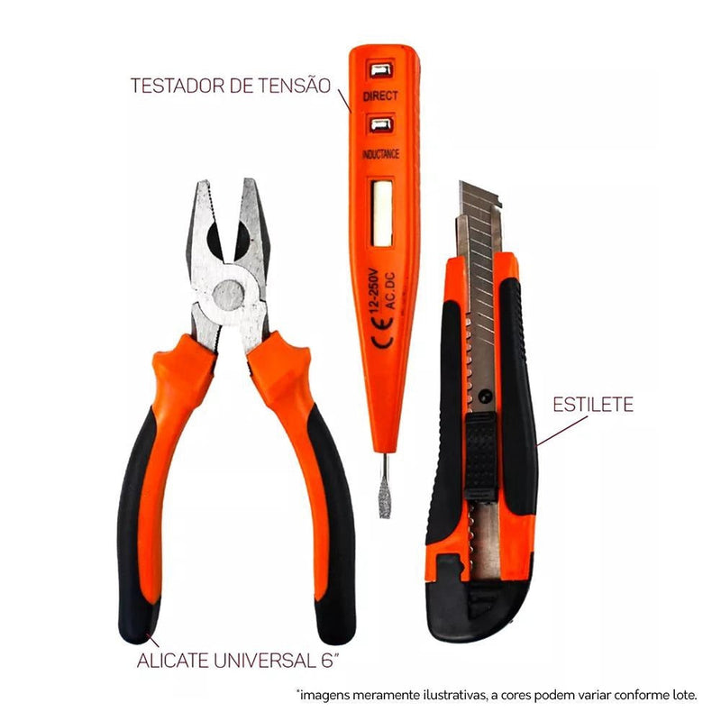 Kit Maleta Jogo de Ferramentas 38 peças Fortt Preto - KMF001-P