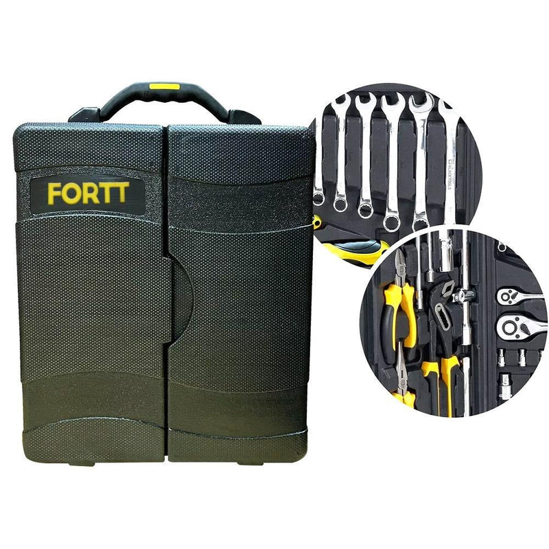 Kit Maleta Jogo de Ferramentas e Chave Completa 110 peças Fortt Preto - KMFC002-P