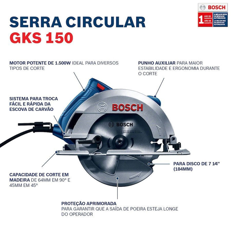 Serra Circular para Madeira 7.1/4 2000W gks 20-65 - Bosch