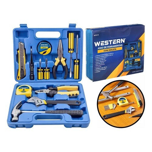 Maleta De Ferramentas 13pcs Alicate Martelo Trena Western