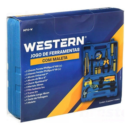 Maleta De Ferramentas 13pcs Alicate Martelo Trena Western