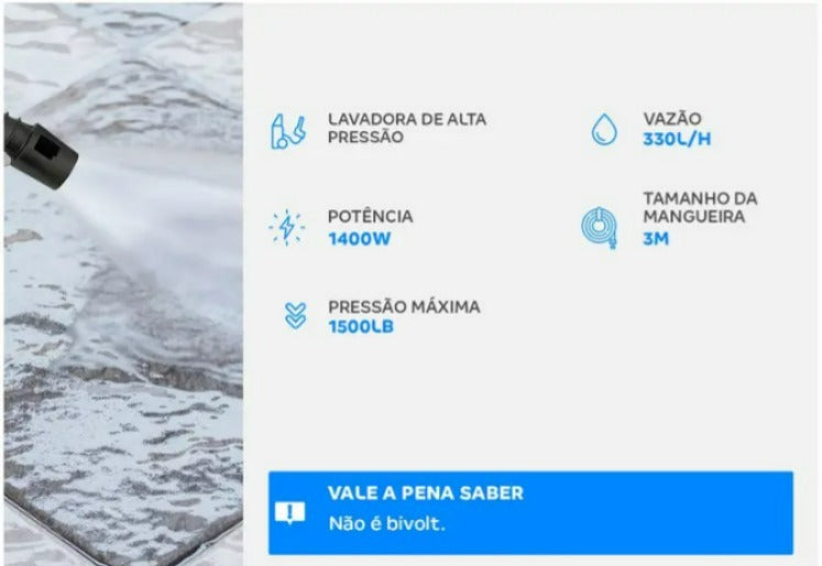 Lavadora de Alta Pressão e Desobstruidora WAP 1500PSI 1400W Atacama Black Ultra