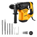 Martelete eletropneumático Deko preto e amarelo frequência de 60Hz com 1600W de potência 127V