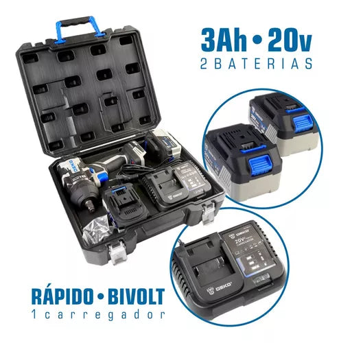 Chave De Impacto Brushless High Torque 1/2 Pol 800nm 81,5kg Cor Cinza Frequência 60hz 20v