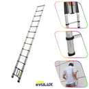 Escada Telescópica Evolux 12 degraus 3,8mAlto Alcançe Fácil Armazenagem e Transporte Sapata de Borracha Trava de Degraus - LinhaEvolux