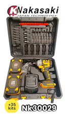 Furadeira De Impacto Paraufsadeira Chave de Impacto 48v Duas Baterias 35 Peças Profissional - Nakasaki