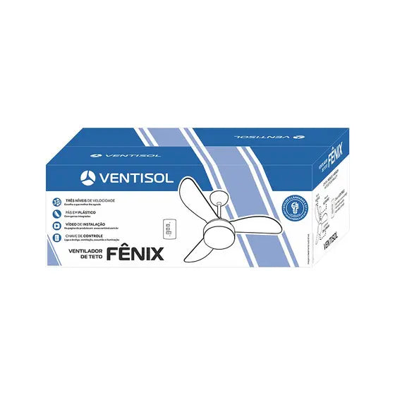 Ventilador de Teto Ventisol Fenix Branco 3 Velocidades Premium
