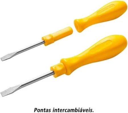 Jogo de Chave de Fenda Phillips 6 Peças com Caixa de Ferramentas 5 Gavetas tramontina